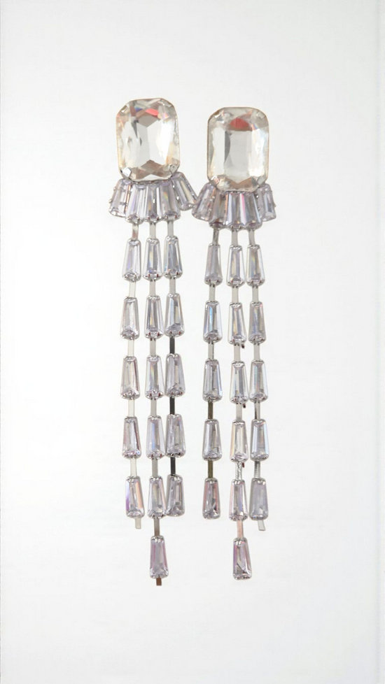 Crystal Luxe Cascade Drop Earrings – Silver & Champagne Gold