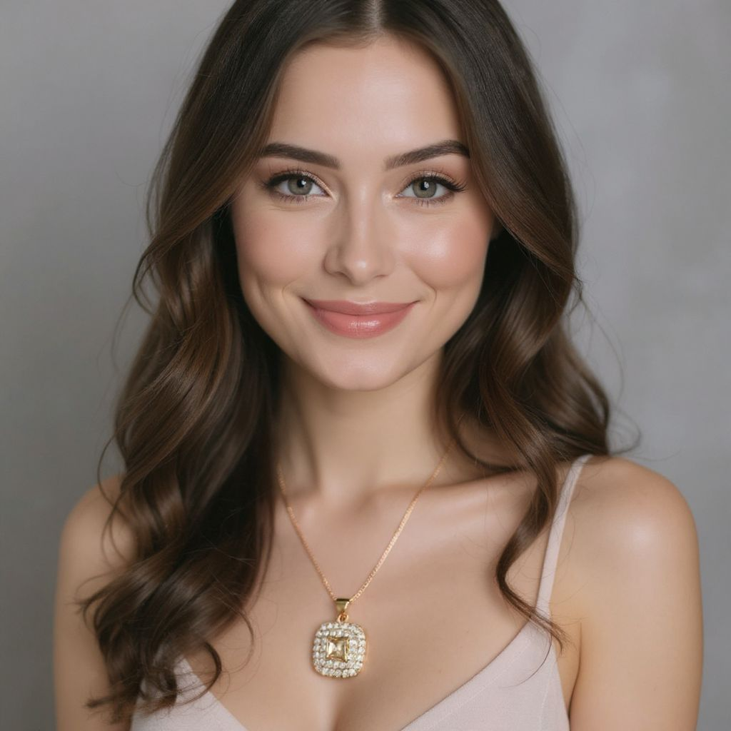 Aurelia Luxe Rose Gold Cushion-Cut Necklace - Crystal Halo Pendant