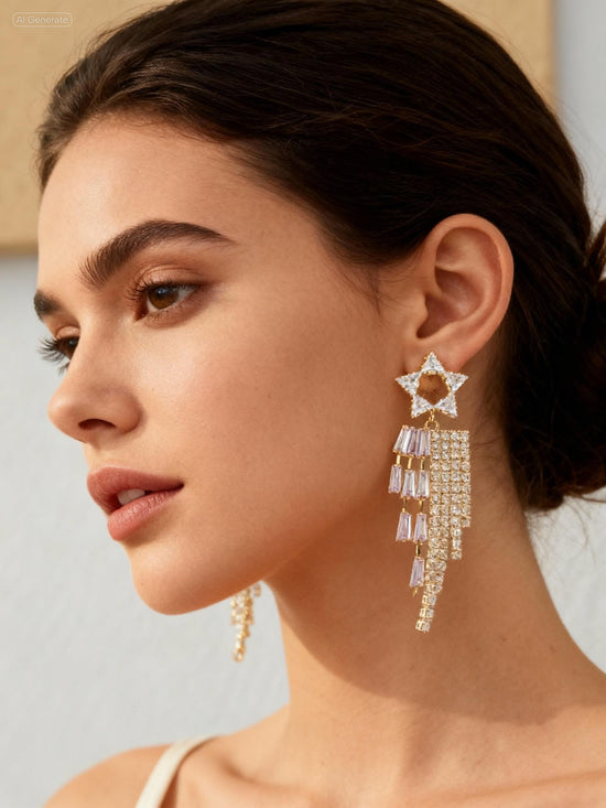 Starburst Cascade Crystal Statement Earrings