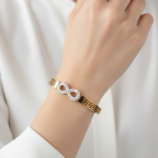Infinity Crystal Gold Bangle