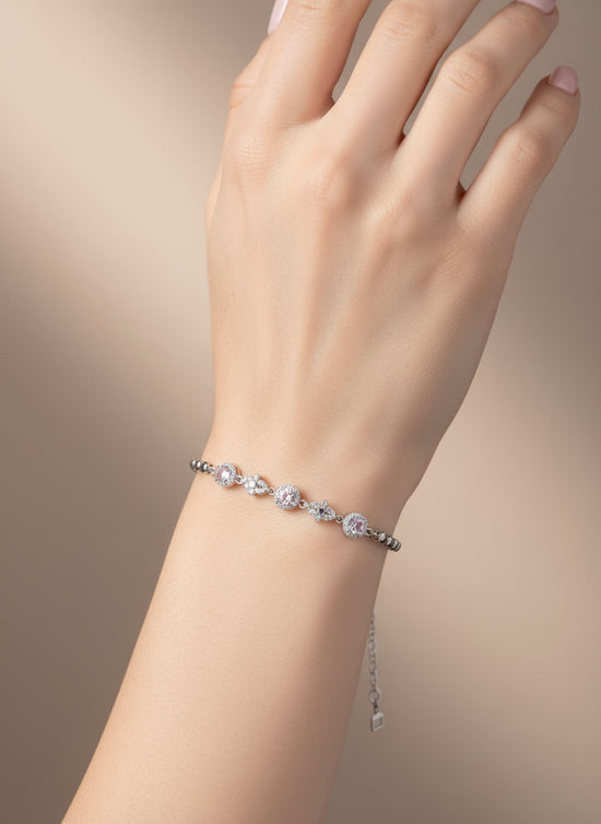 Classic Crystal Bead Bracelet - Silver & Gold