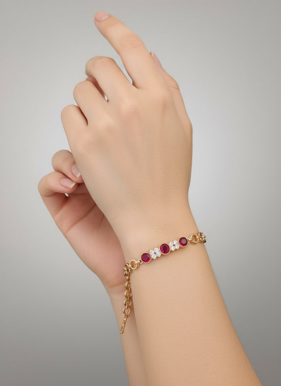Ruby Charm Chain Bracelet