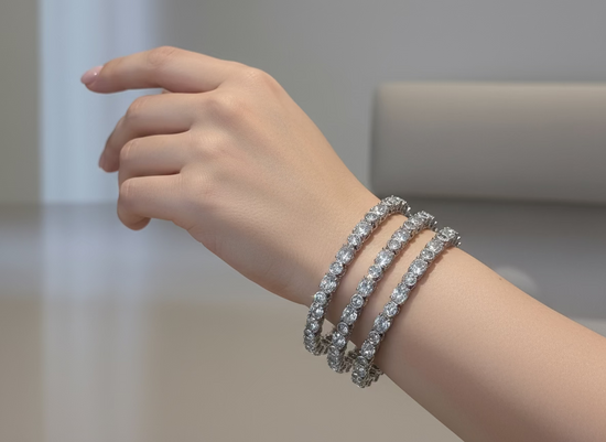 Sparkling Silver Crystal Bangle  Luxe Statement Piece
