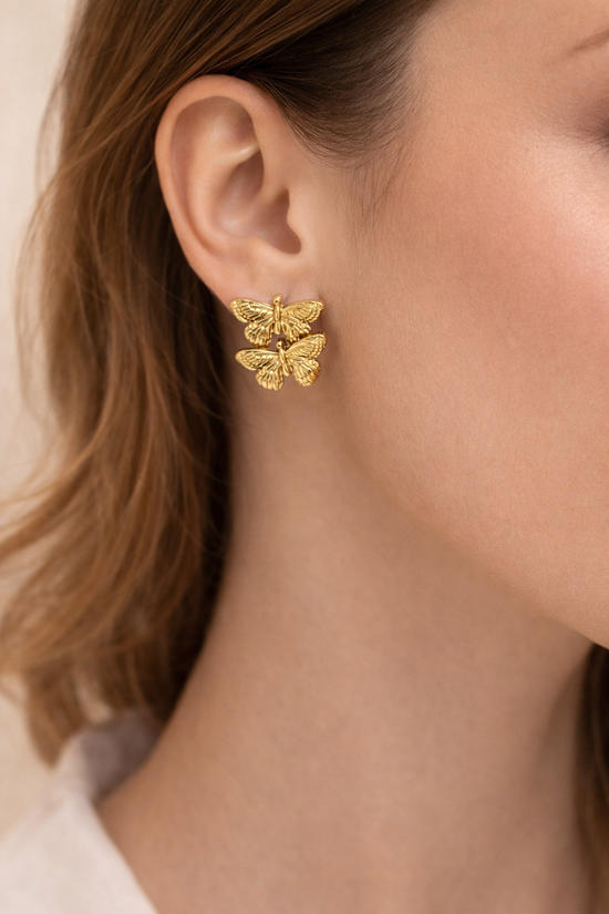 Golden Flutter Butterfly Stud Earrings | Minimal Everyday Women’s Jewellery