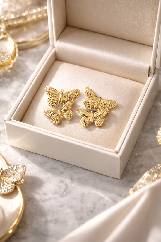 Golden Flutter Butterfly Stud Earrings | Minimal Everyday Women’s Jewellery