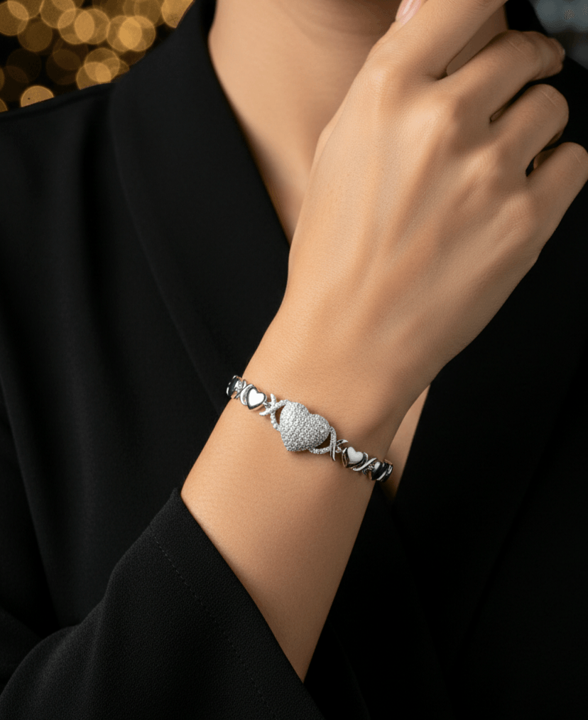 Silver bracelet on a person&