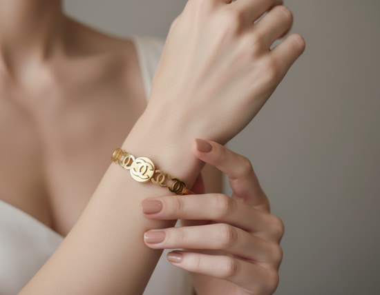 Gold Interlock Emblem Bracelet