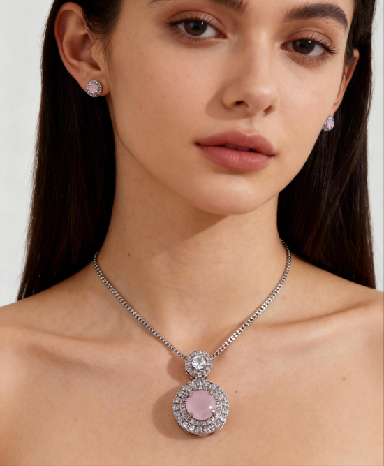 Celeste Luxe Crystal Pendant Set - Necklace & Stud Earrings