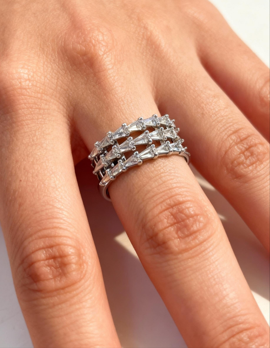 Luminara Silver Crystal Band Ring