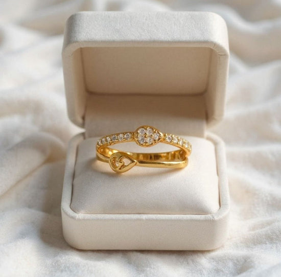 Gold Plated Teardrop Zircon Ring - Elegant Adjustable Women’s Fashion Jewelry