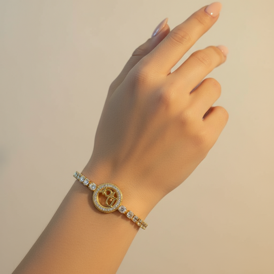Gold-Plated Dior-Inspired Crystal Bracelet