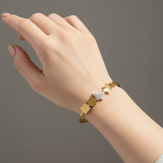 Crystal Butterfly Geometric Bracelet
