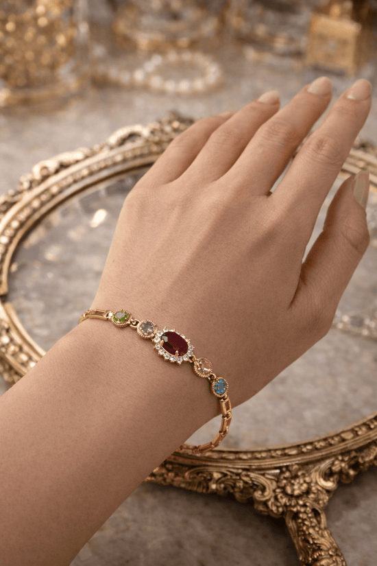 Gold Plated Multi-Stone Bracelet with Cubic Zirconia