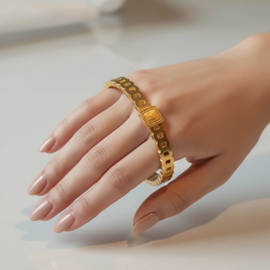 Gold Emblem Link Bracelet