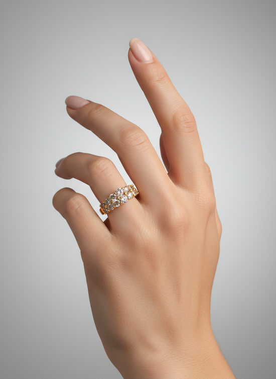 Golden Crystal Eternity Band Ring | Elegant Gold Sparkle Jewellery