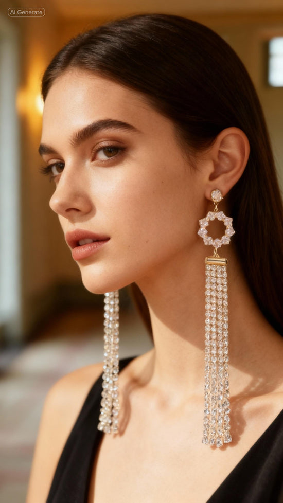 Celestia Crystal Tassel Earrings