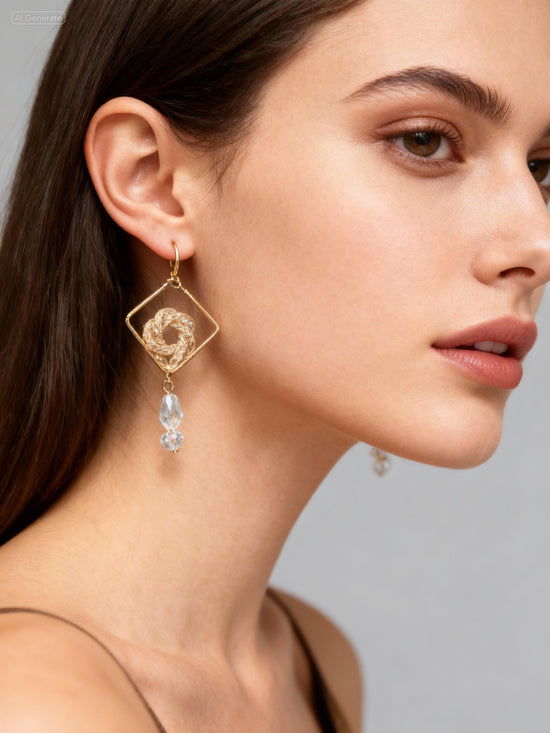 Elegant Geometric Knot Drop Earrings - Gold & Silver Statement Earrings for Women