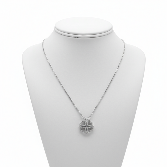 Celeste Magnetic Heart Locket Necklace - Sterling Silver Crystal Pendant