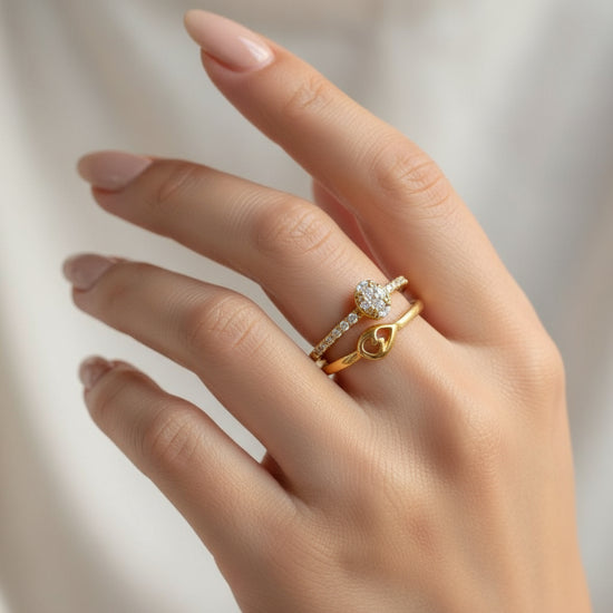Gold Plated Teardrop Zircon Ring   Adjustable Elegant Women’s Fashion Ring